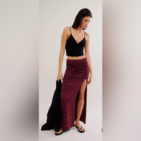 Free People Dresses & Skirts - 🔥NEW Free People size SM Peak Show Butter Soft Viscose Knit Maxi Skirt Earth Red